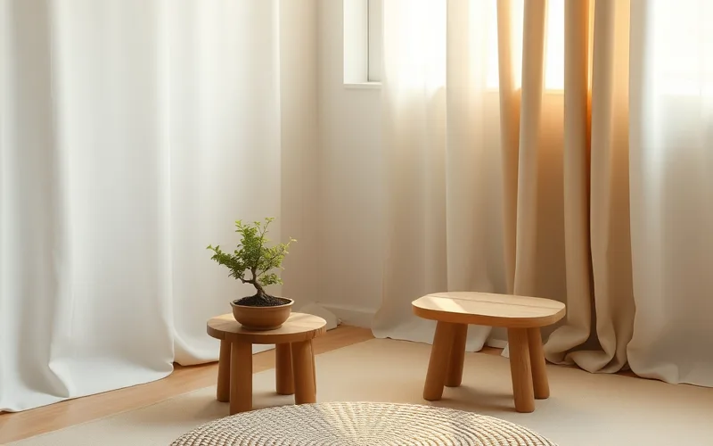 Góc thiền thư giãn tại nhà ấm áp với đệm ngồi, cây xanh và ánh sáng dịu nhẹ