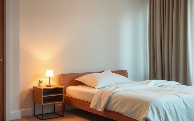Dịch Vụ Tư Vấn Cải Thiện Giấc Ngủ Chuyên Sâu Hiệu Quả Không gian phòng ngủ yên bình với ánh sáng ấm áp hỗ trợ giấc ngủ ngon
