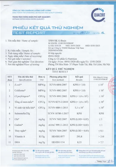 kết quả thử nghiệm chất lượng sản phẩm