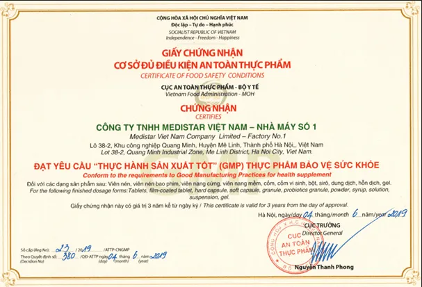 giấy chứng nhận cơ sở đủ điều ATVSTP